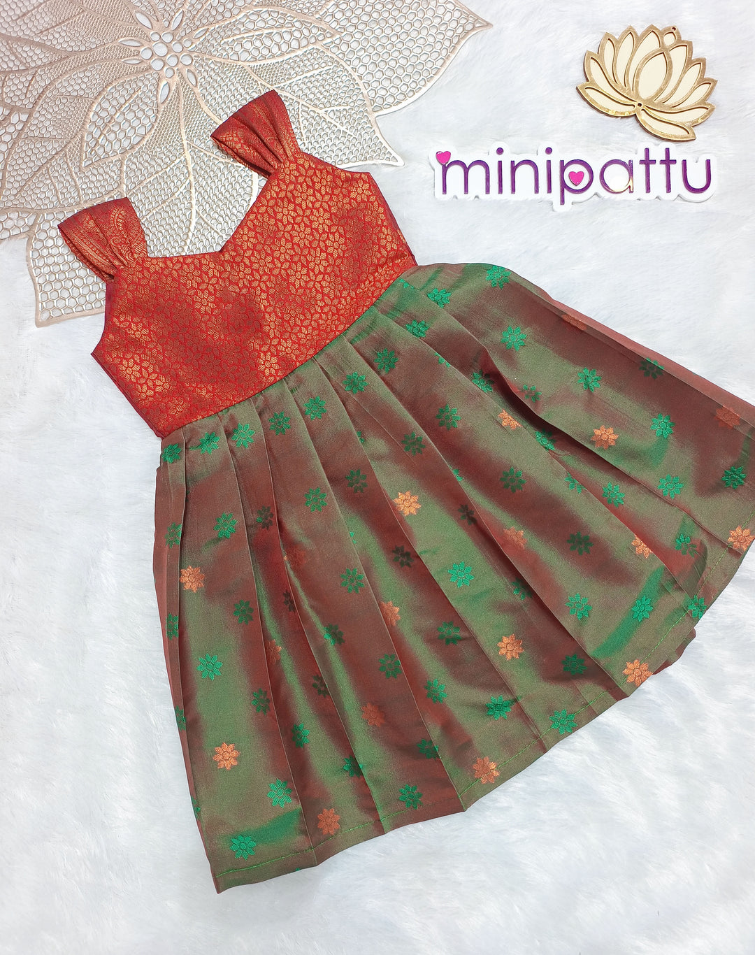Krithi - Maroon Green Frock Minipattu