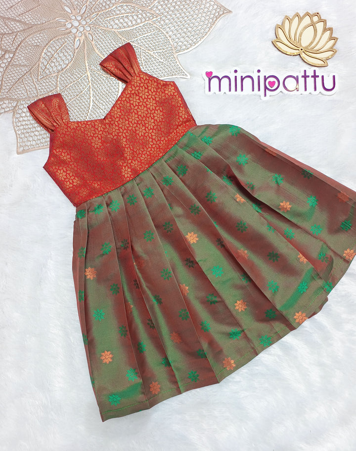 Krithi - Maroon Green Frock Minipattu