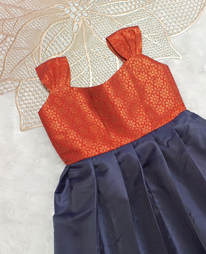 Malar - Red Navy Frock Minipattu