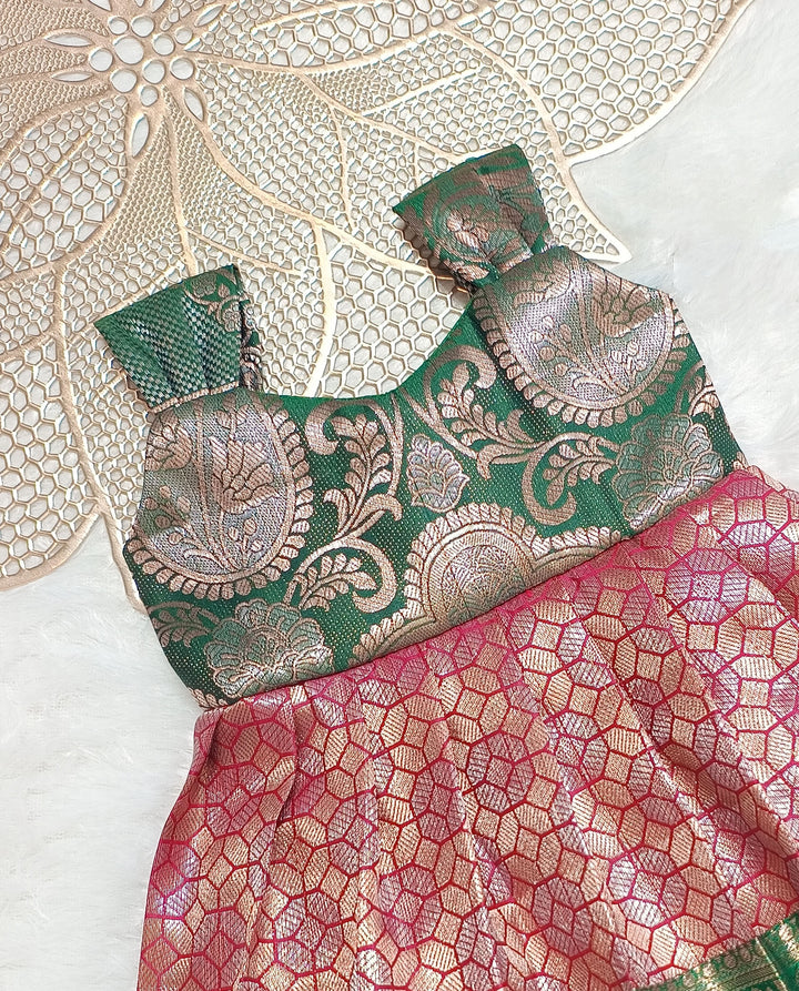 Yashu - Green Pink Frock Minipattu