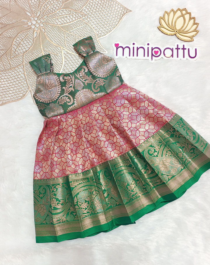 Yashu - Green Pink Frock Minipattu