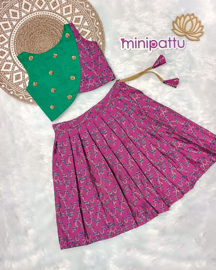 Pranika - Green Purple Designer Minipattu