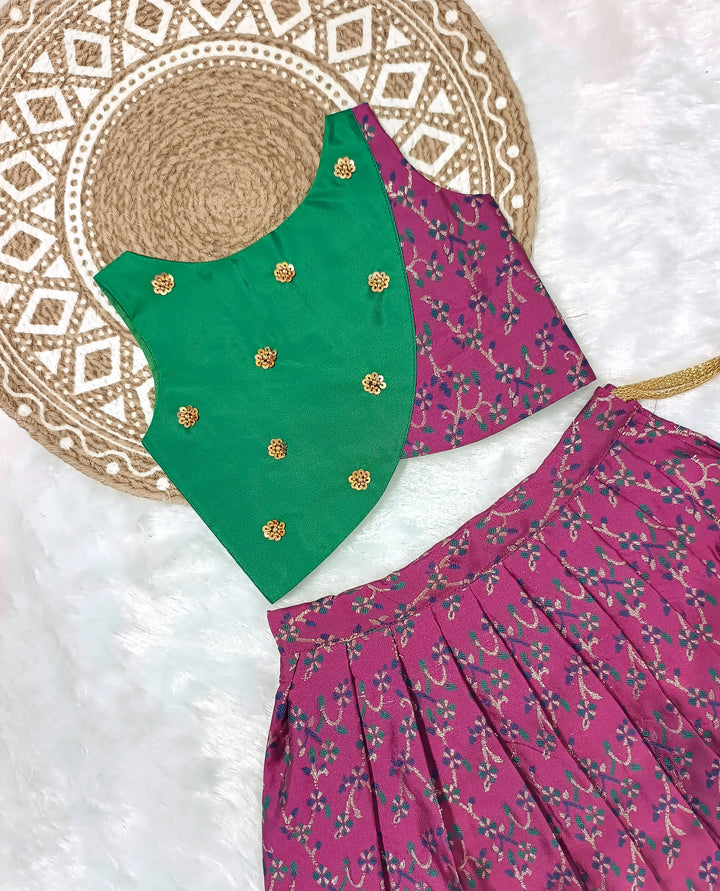 Pranika - Green Purple Designer Minipattu