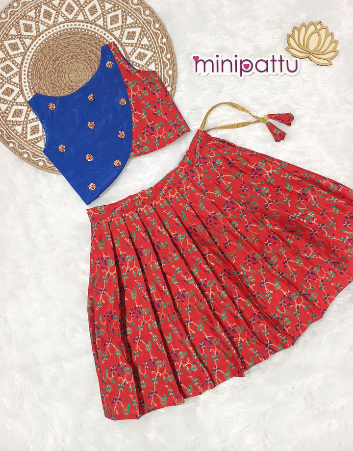 Pranika - Blue Red Designer Minipattu