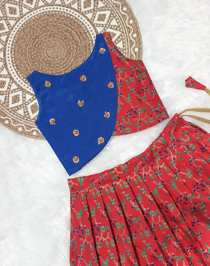 Pranika - Blue Red Designer Minipattu