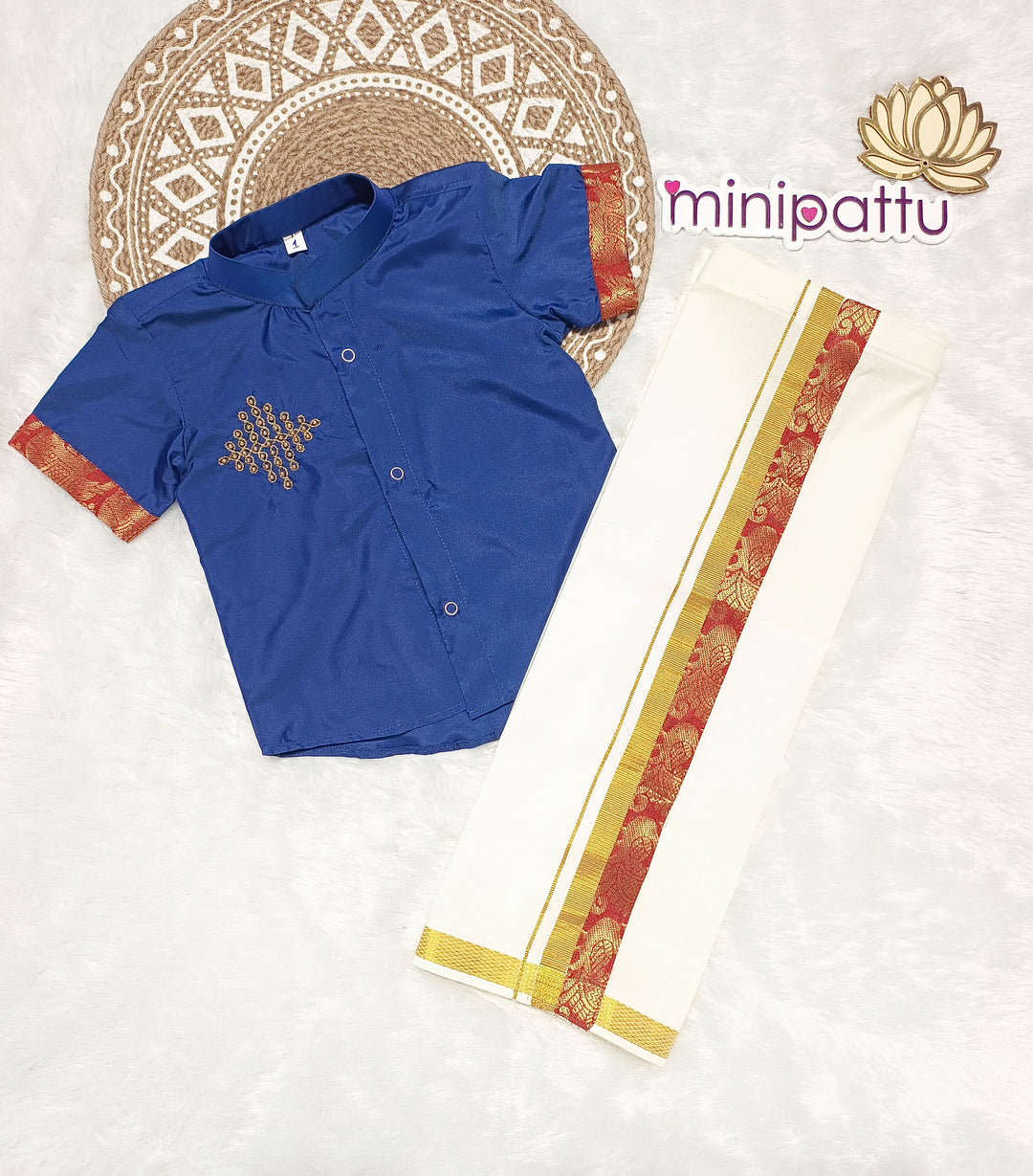 Rudhra - Blue Shirt & Dhothi Set