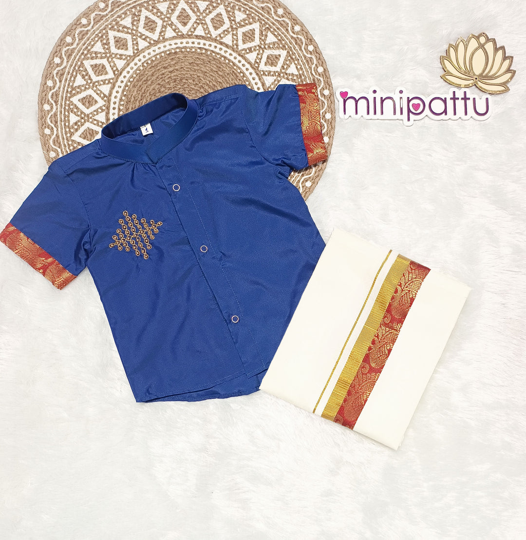 Rudhra - Blue Shirt & Dhothi Set
