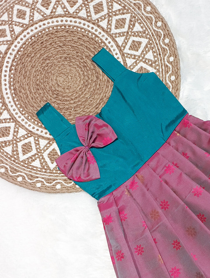 Krithi - Teal Blue Pink Frock Minipattu
