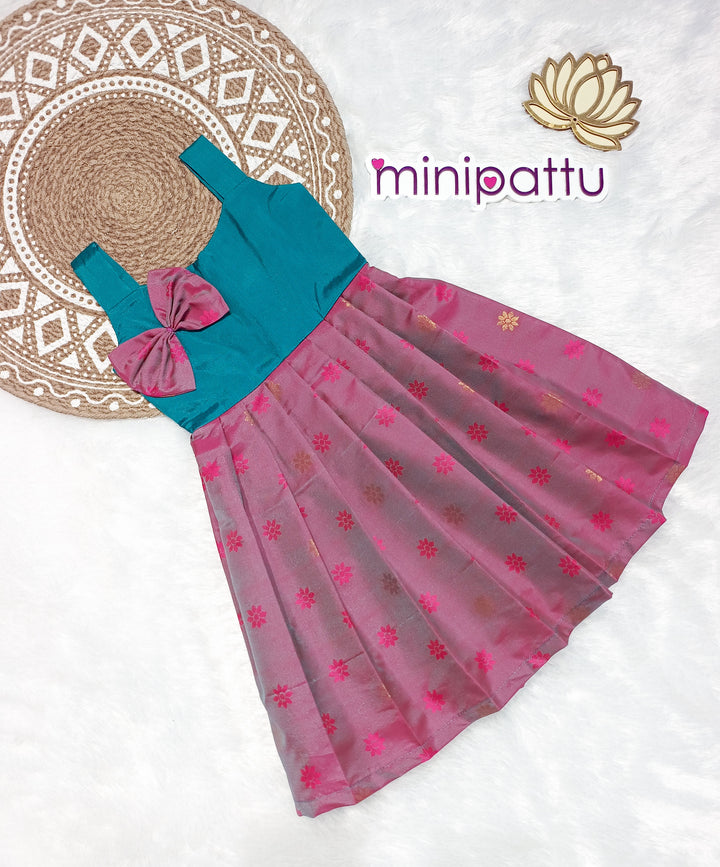 Krithi - Teal Blue Pink Frock Minipattu