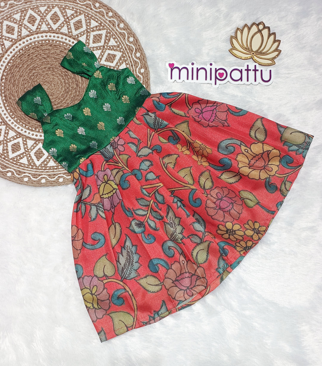Keerthi - Green Kalamkari Frock Minipattu