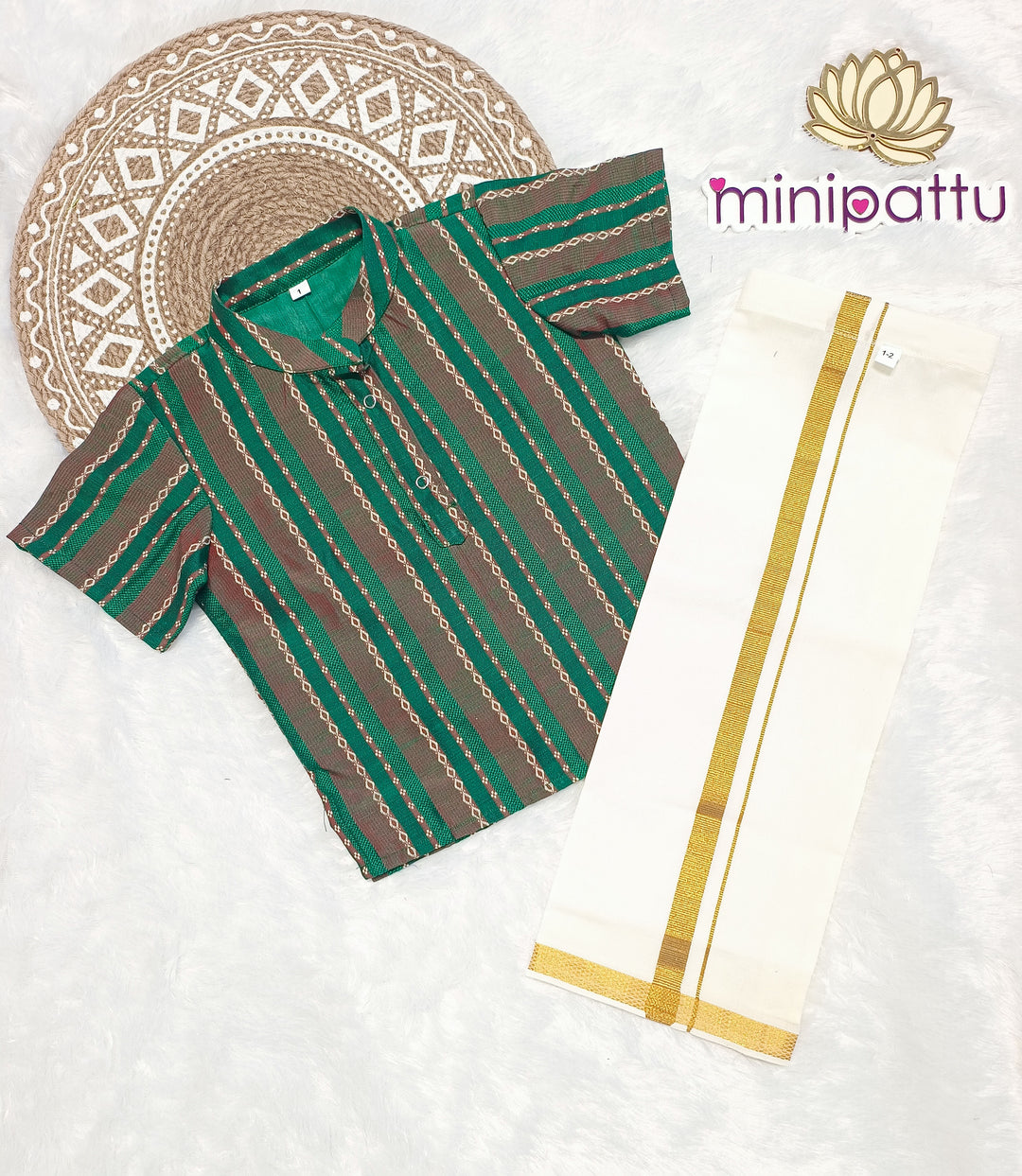 Pranav - Green Kurta Shirt & Dhothi Set