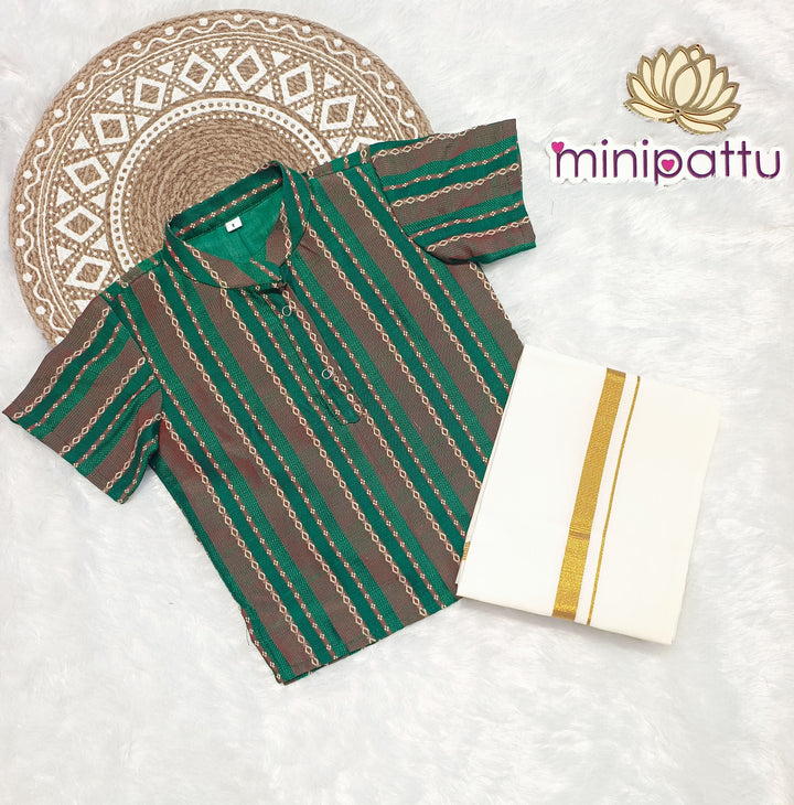 Pranav - Green Kurta Shirt & Dhothi Set