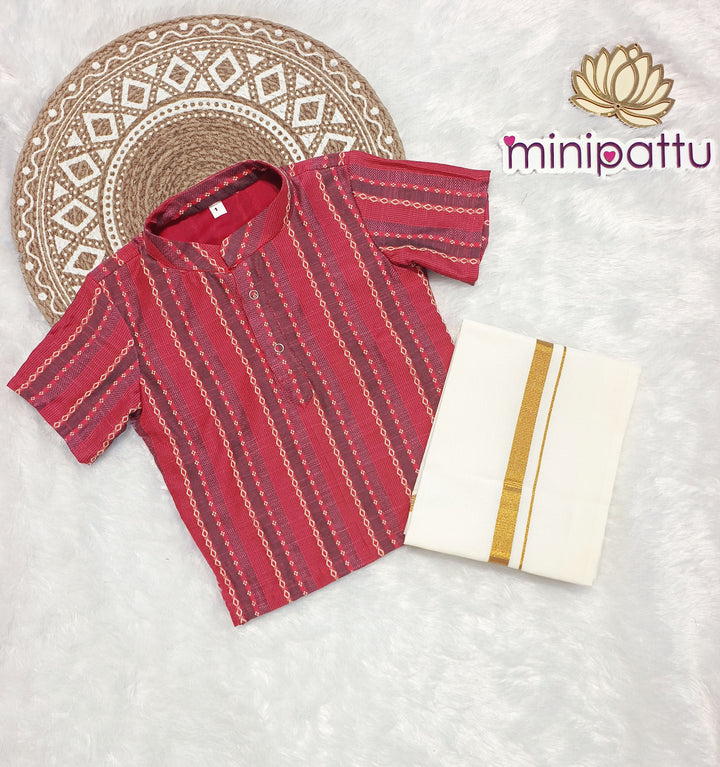 Pranav - Pink Kurta Shirt & Dhothi Set