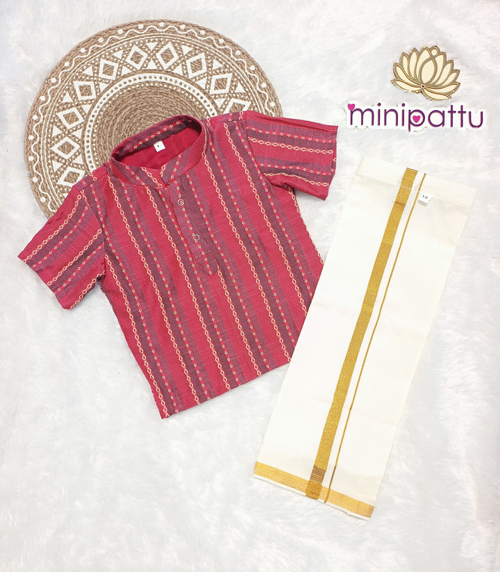 Pranav - Pink Kurta Shirt & Dhothi Set