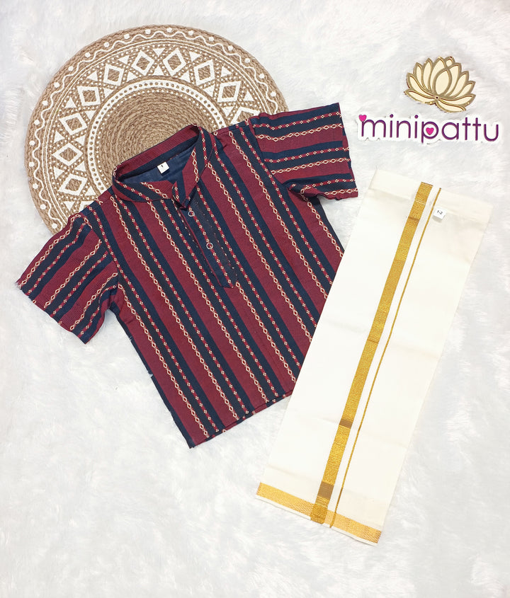 Pranav - Blue Kurta Shirt & Dhothi Set