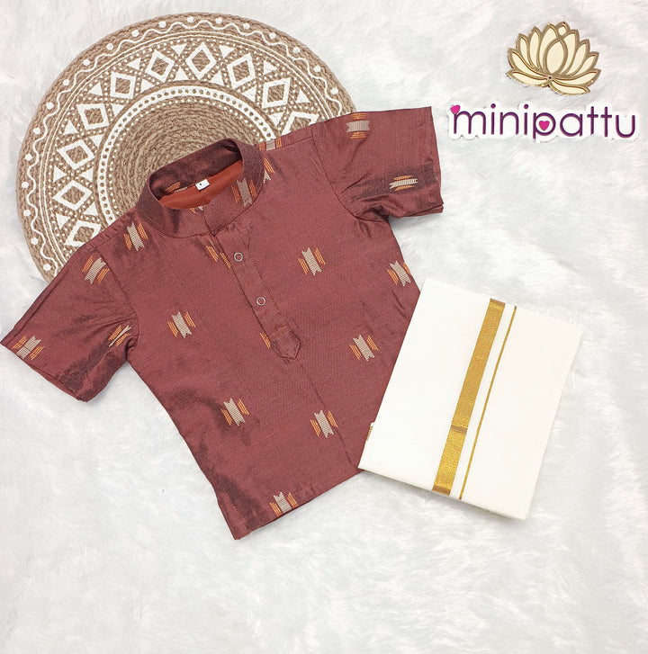 Pranav - Copper Brown Kurta Shirt & Dhothi Set