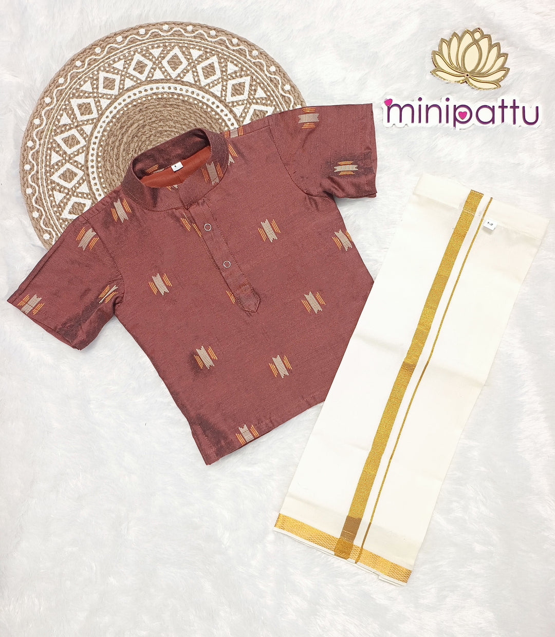 Pranav - Copper Brown Kurta Shirt & Dhothi Set