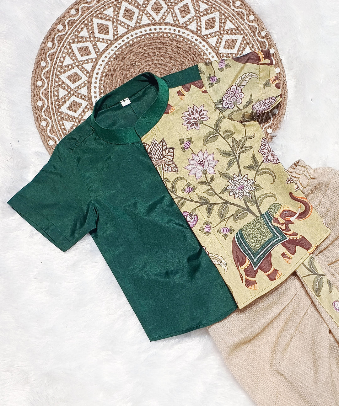 Yuvan - Green Kurta & Dhothi Set