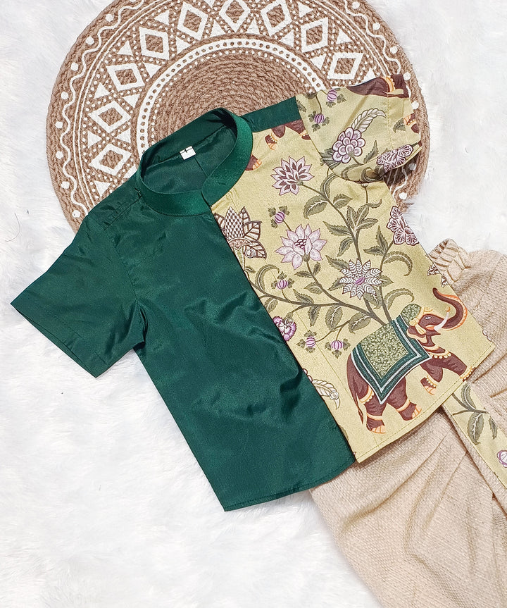 Yuvan - Green Kurta & Dhothi Set