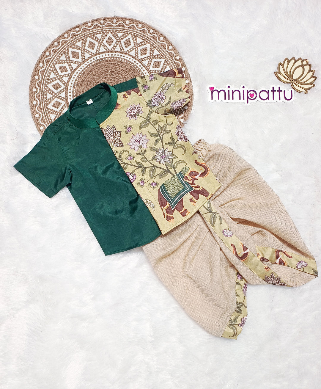 Yuvan - Green Kurta & Dhothi Set