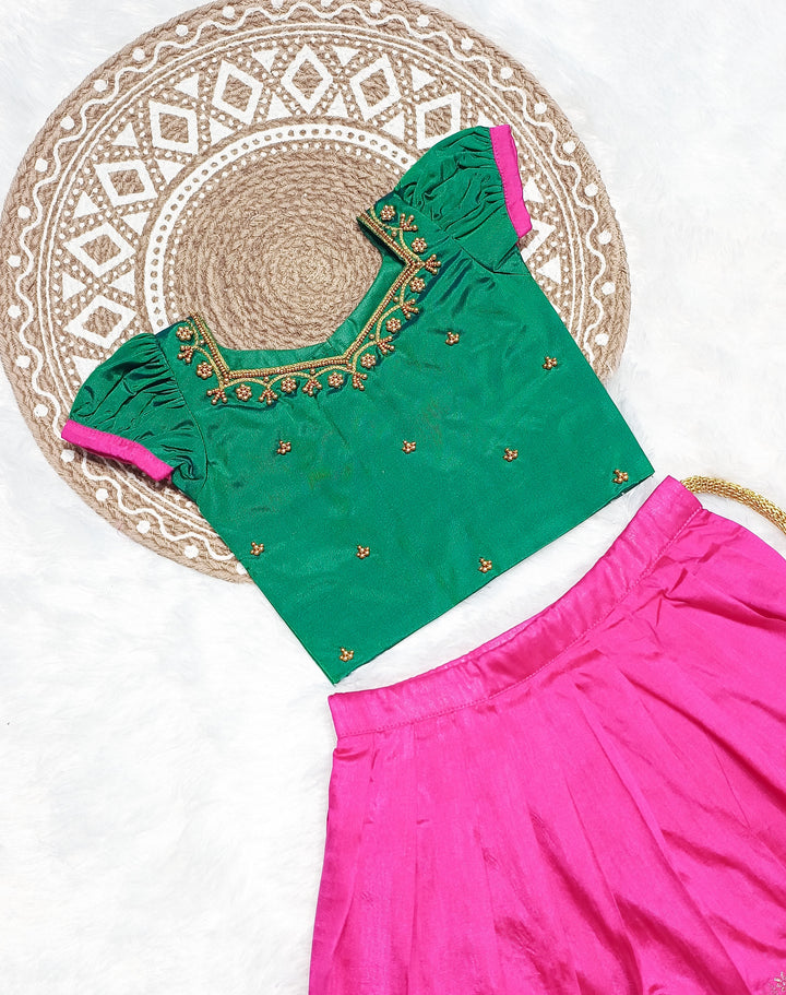 Vedha - Green pink Designer Minipattu
