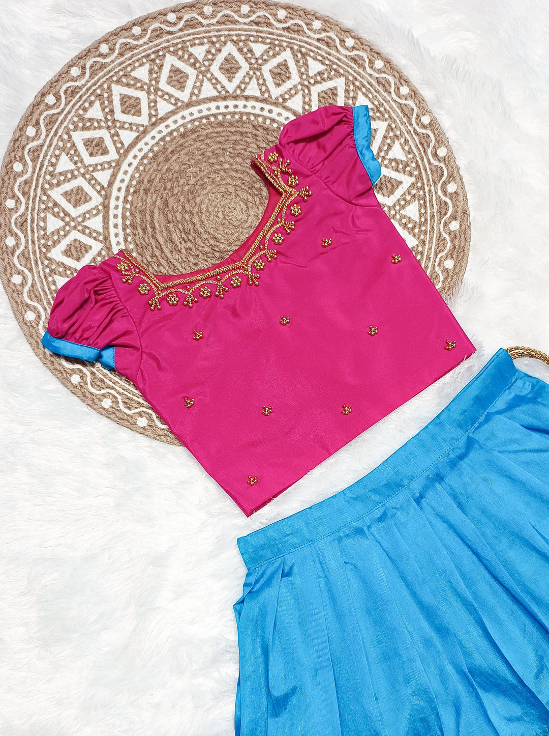 Vedha - Pink Blue Designer Minipattu