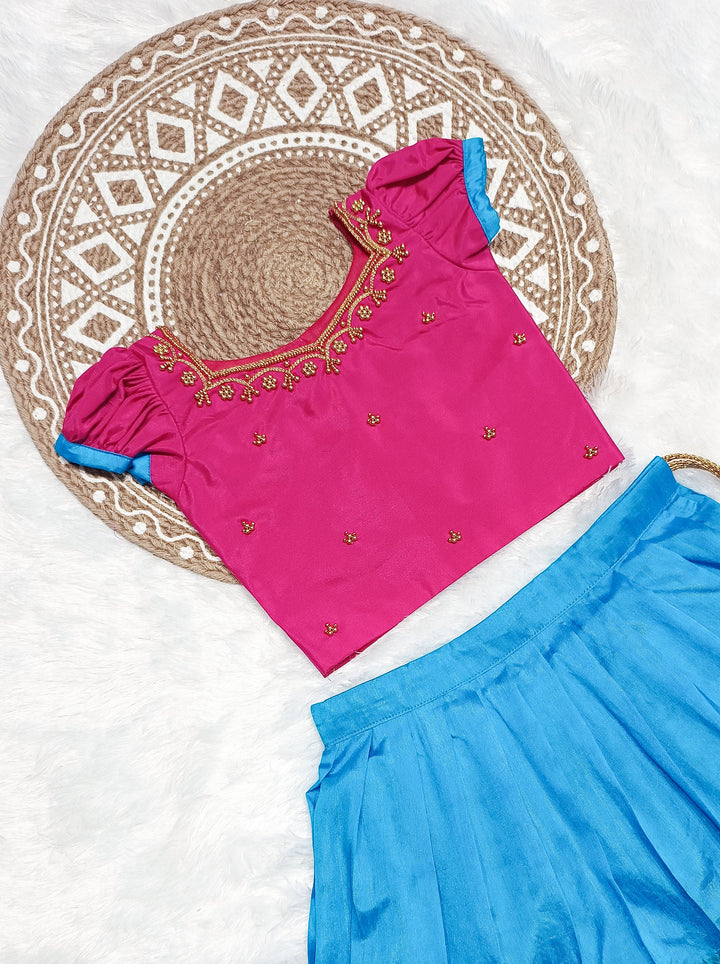 Vedha - Pink Blue Designer Minipattu