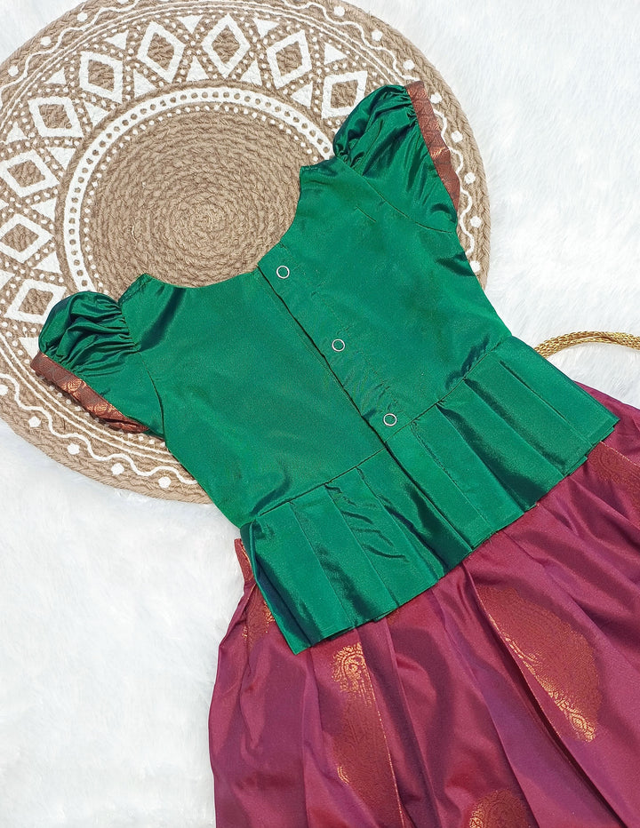 Archana - Green Burgundy Designer Minipattu