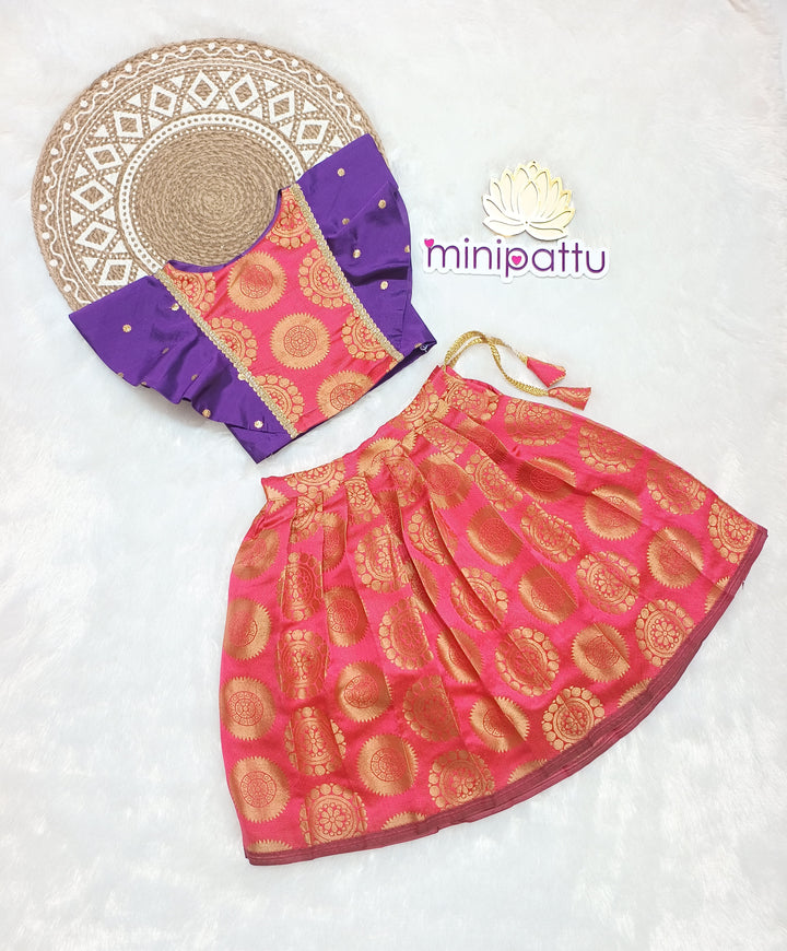 Swastika - Violet Pink Designer Minipattu