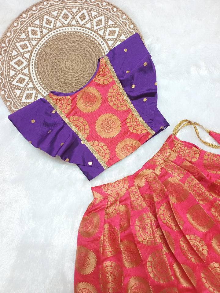 Swastika - Violet Pink Designer Minipattu