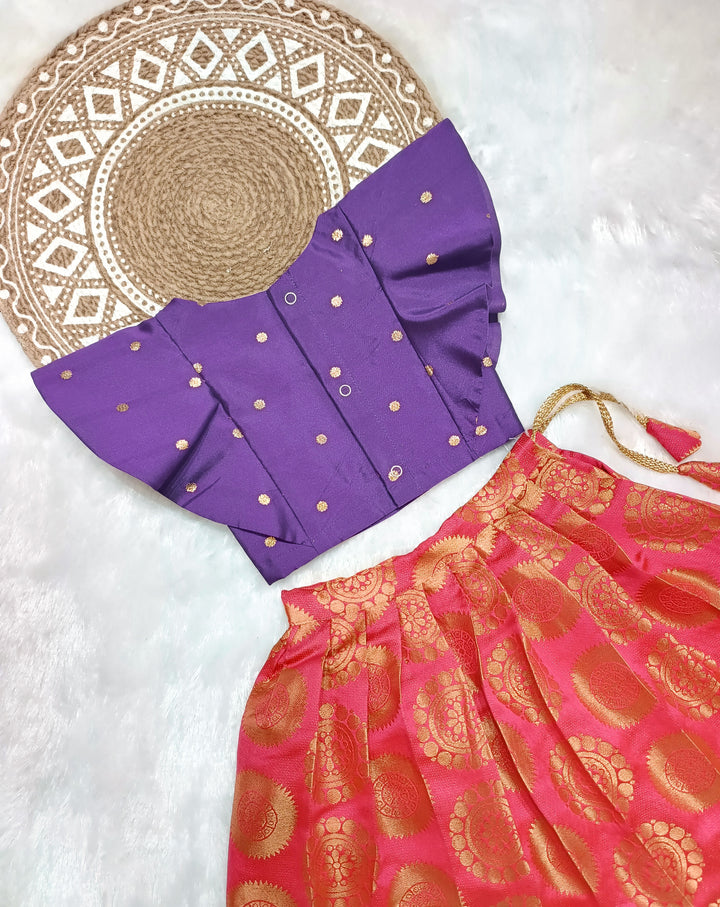 Swastika - Violet Pink Designer Minipattu