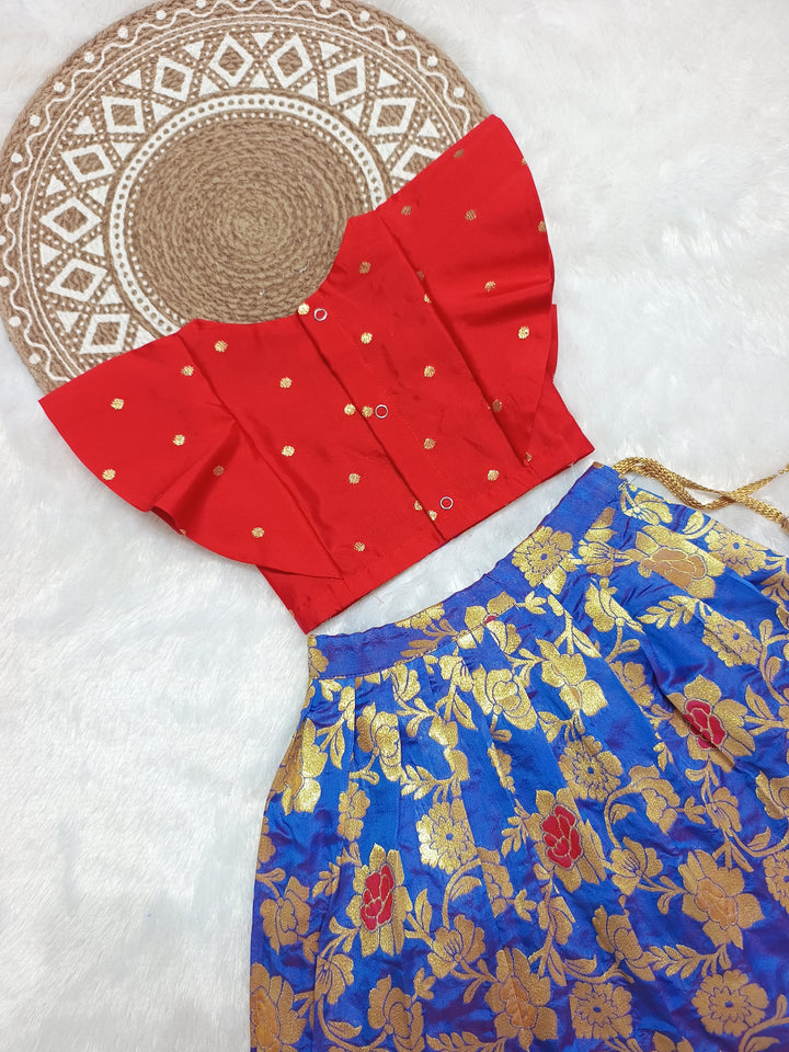 Swastika - Red Blue Designer Minipattu