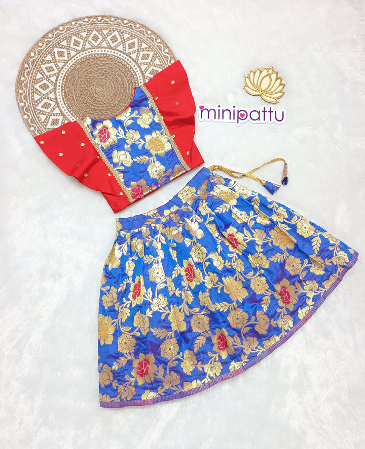 Swastika - Red Blue Designer Minipattu
