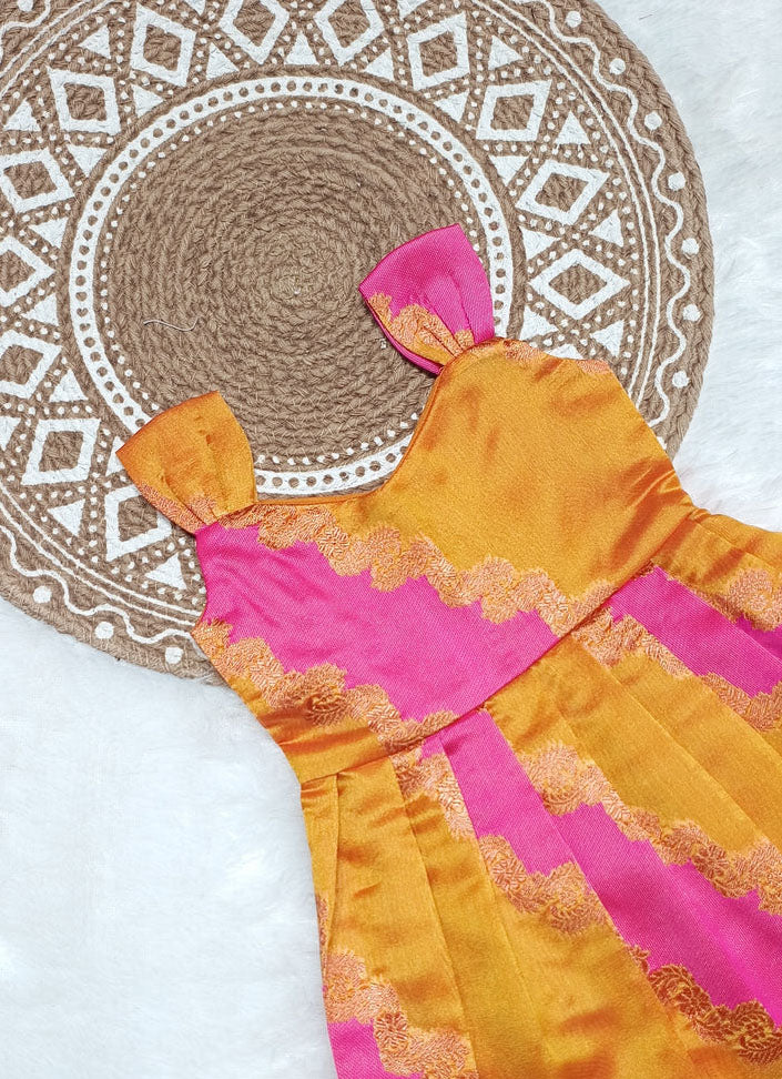 Mahi - Mustard Pink Frock Minipattu