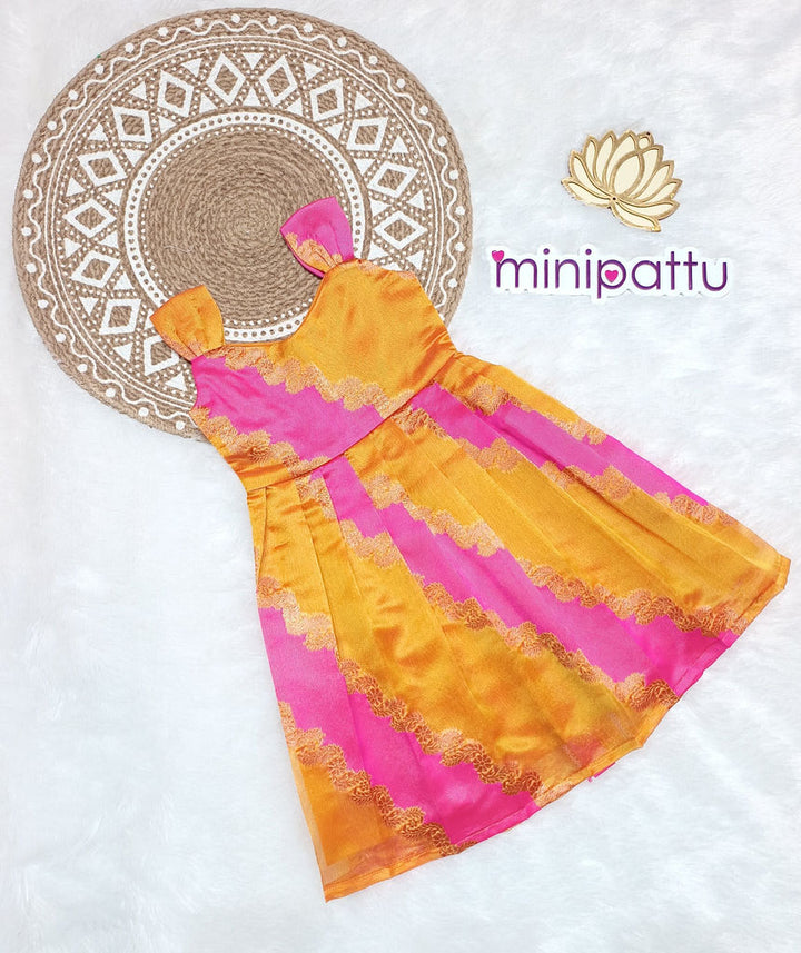 Mahi - Mustard Pink Frock Minipattu