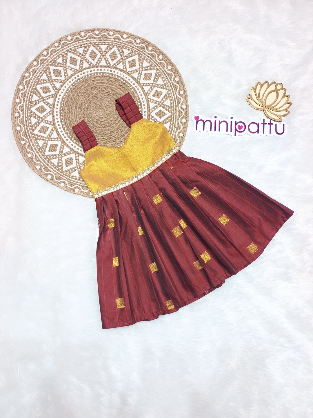 Yamini - Gold Burgundy Frock Minipattu