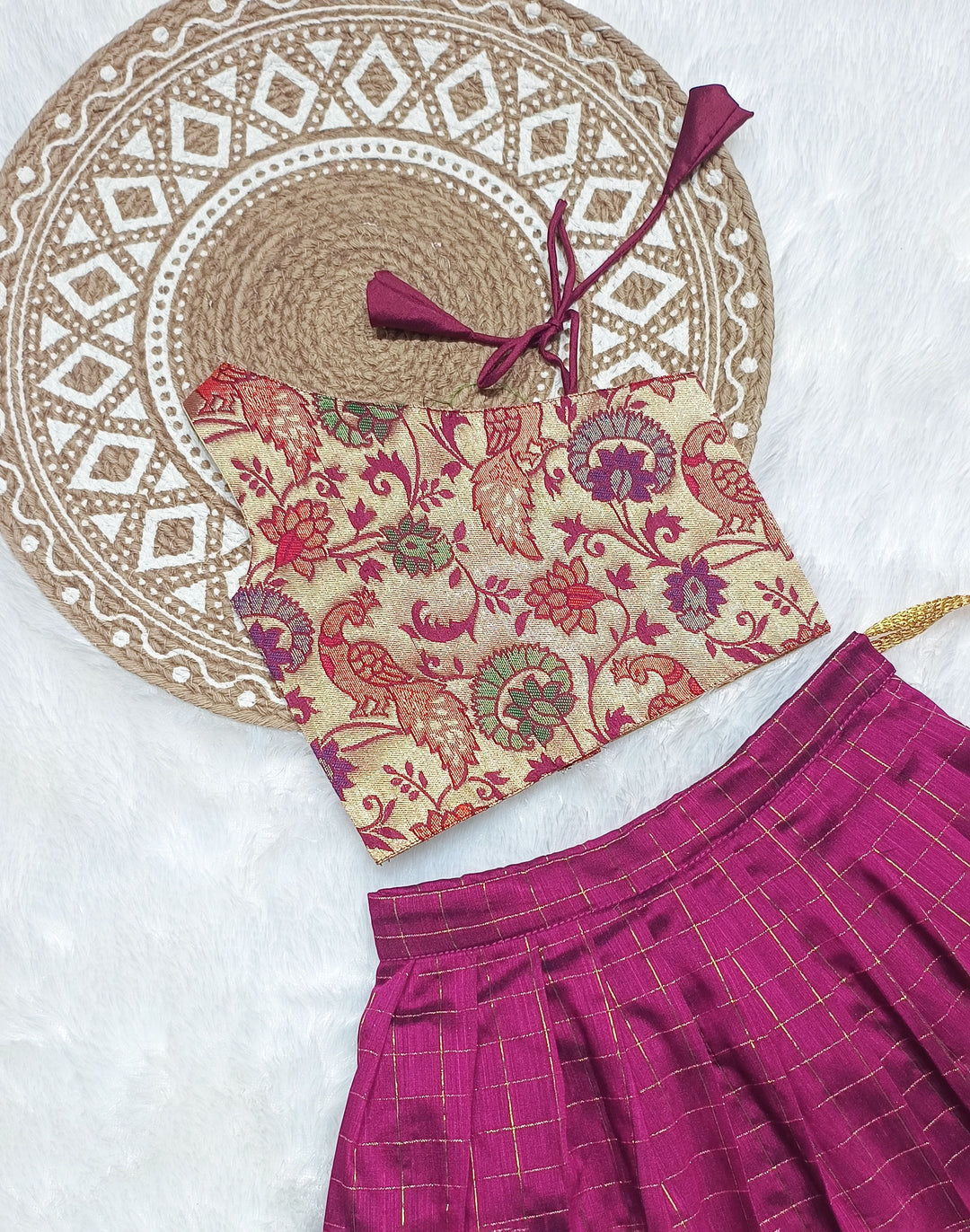 Paithani Checks Magenta Designer Minipattu