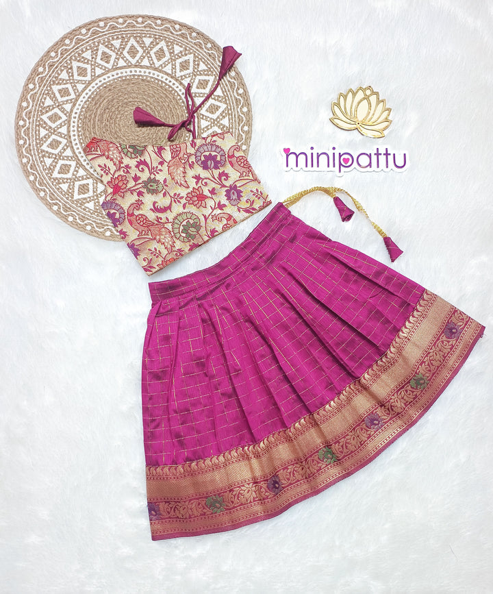 Paithani Checks Magenta Designer Minipattu
