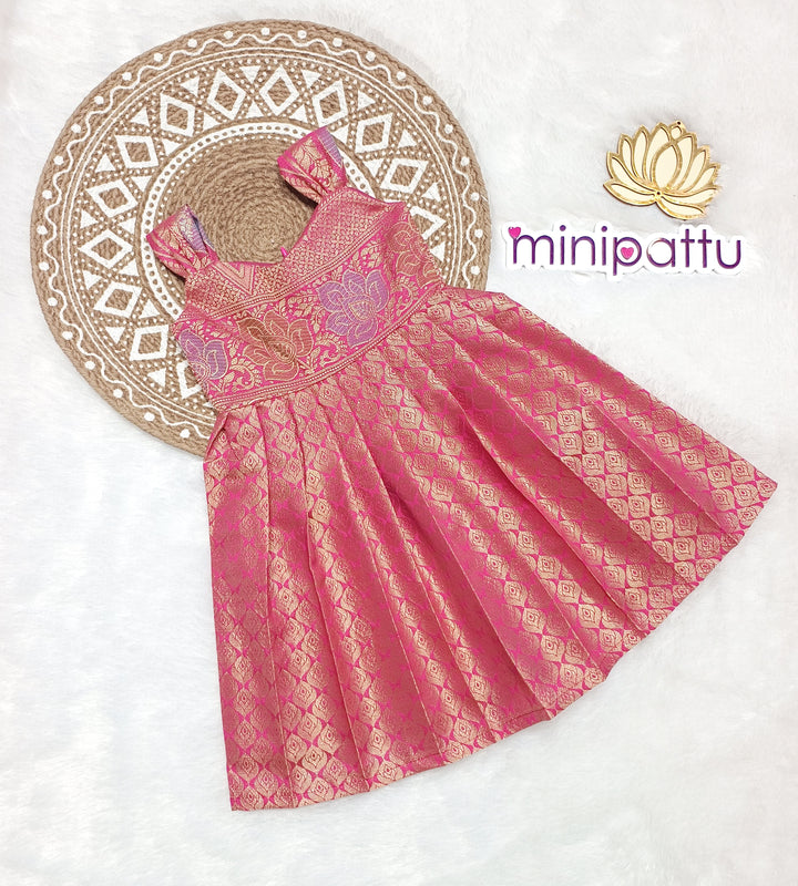 Aara - Printed Pink Frock Minipattu