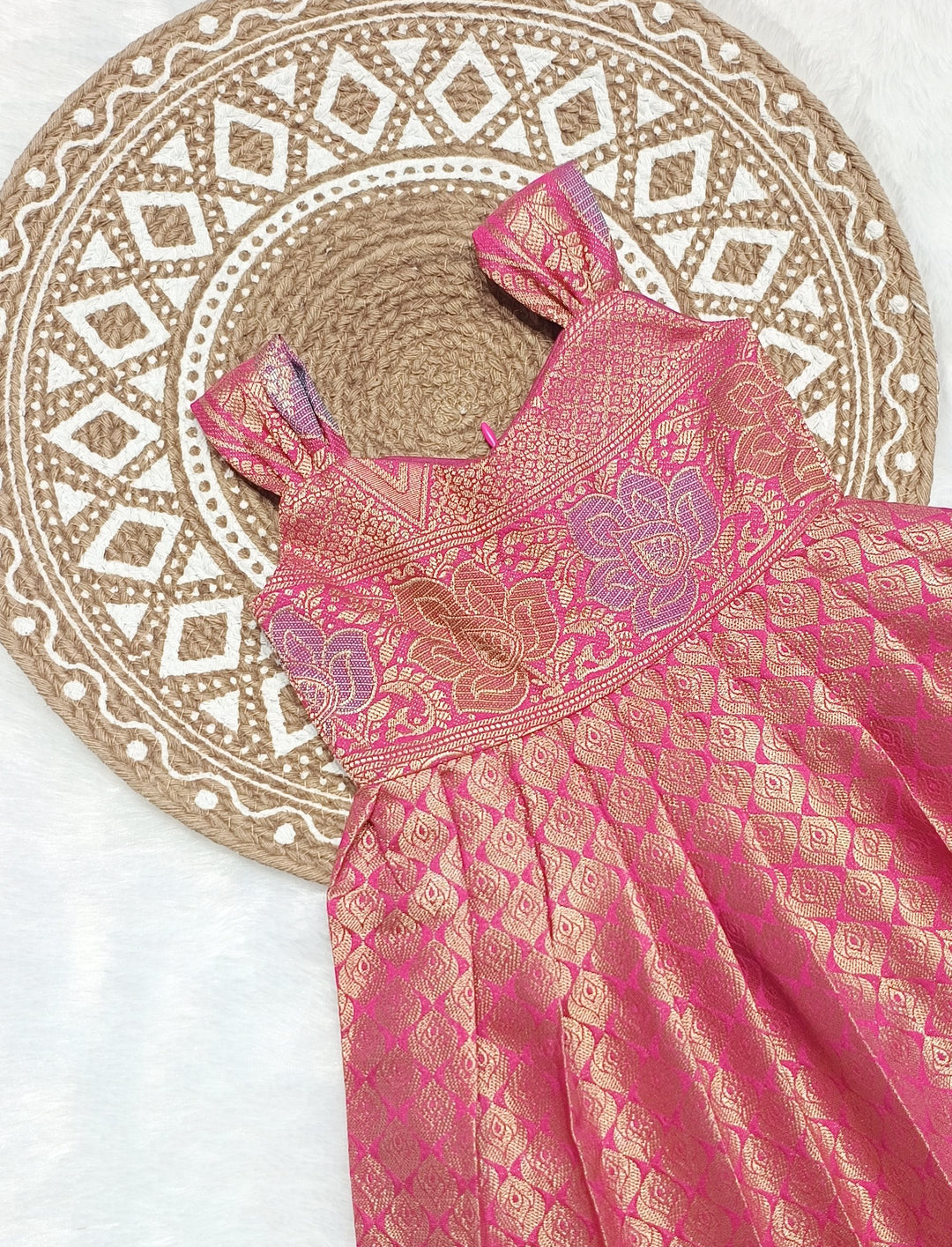 Aara - Printed Pink Frock Minipattu