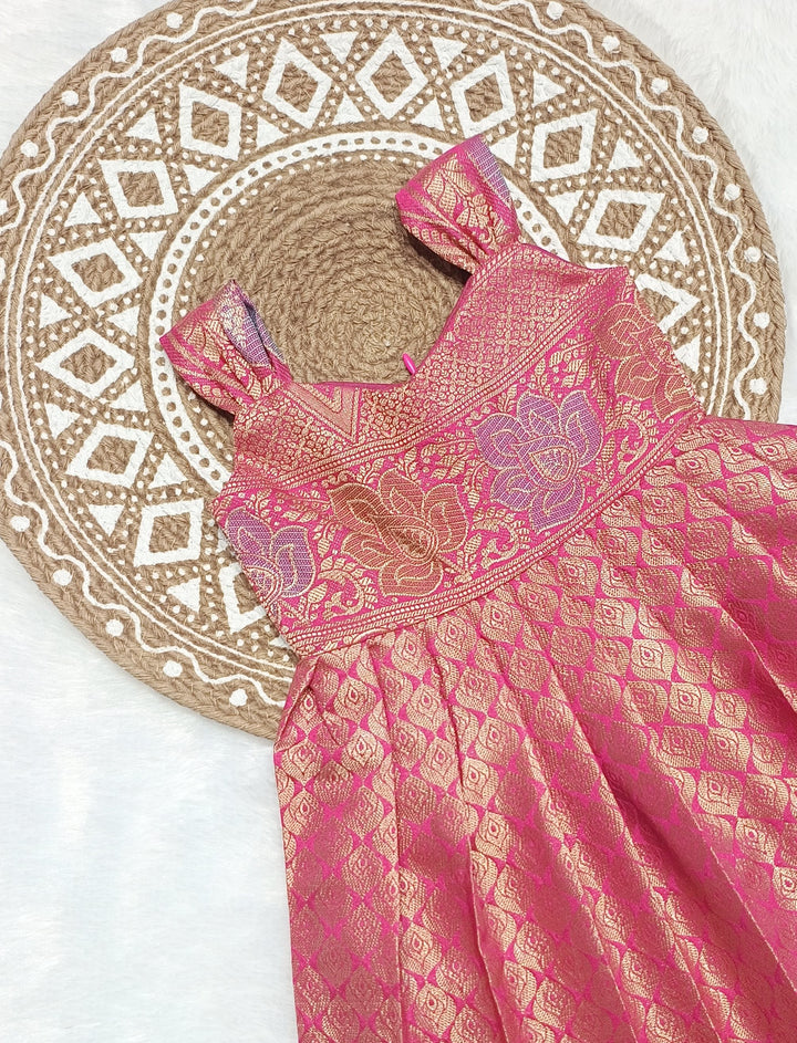 Aara - Printed Pink Frock Minipattu