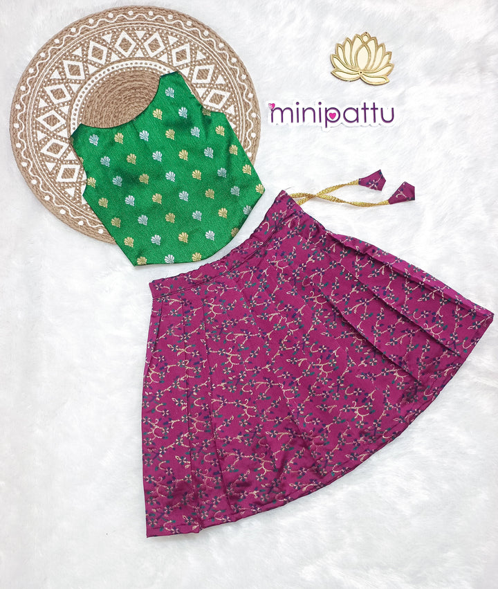Prathiksha - Green Purple Designer Minipattu
