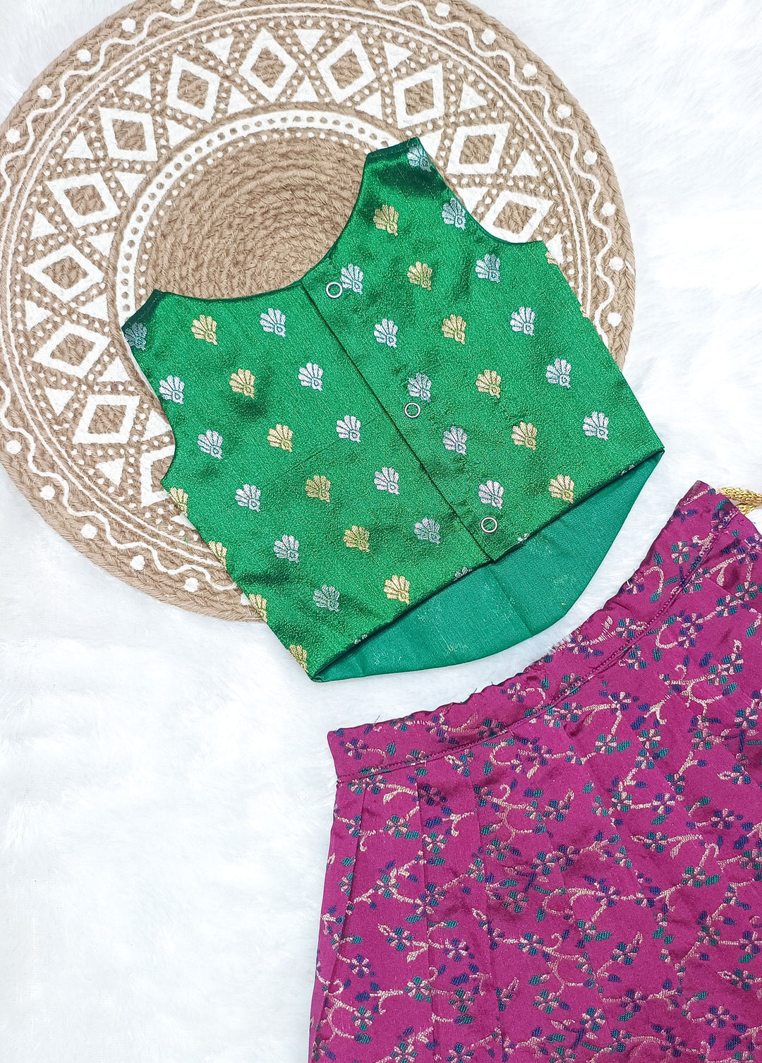 Prathiksha - Green Purple Designer Minipattu