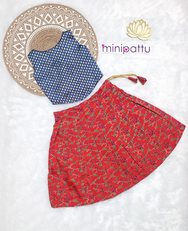 Prathiksha - Blue Red Designer Minipattu