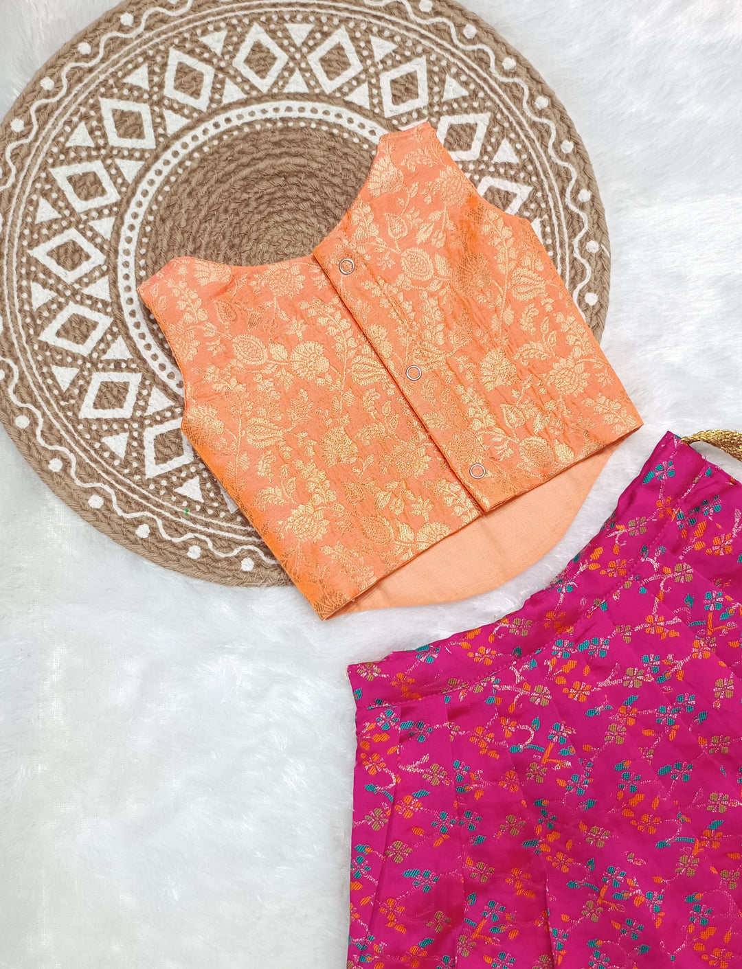 Prathiksha - Orange Pink Designer Minipattu