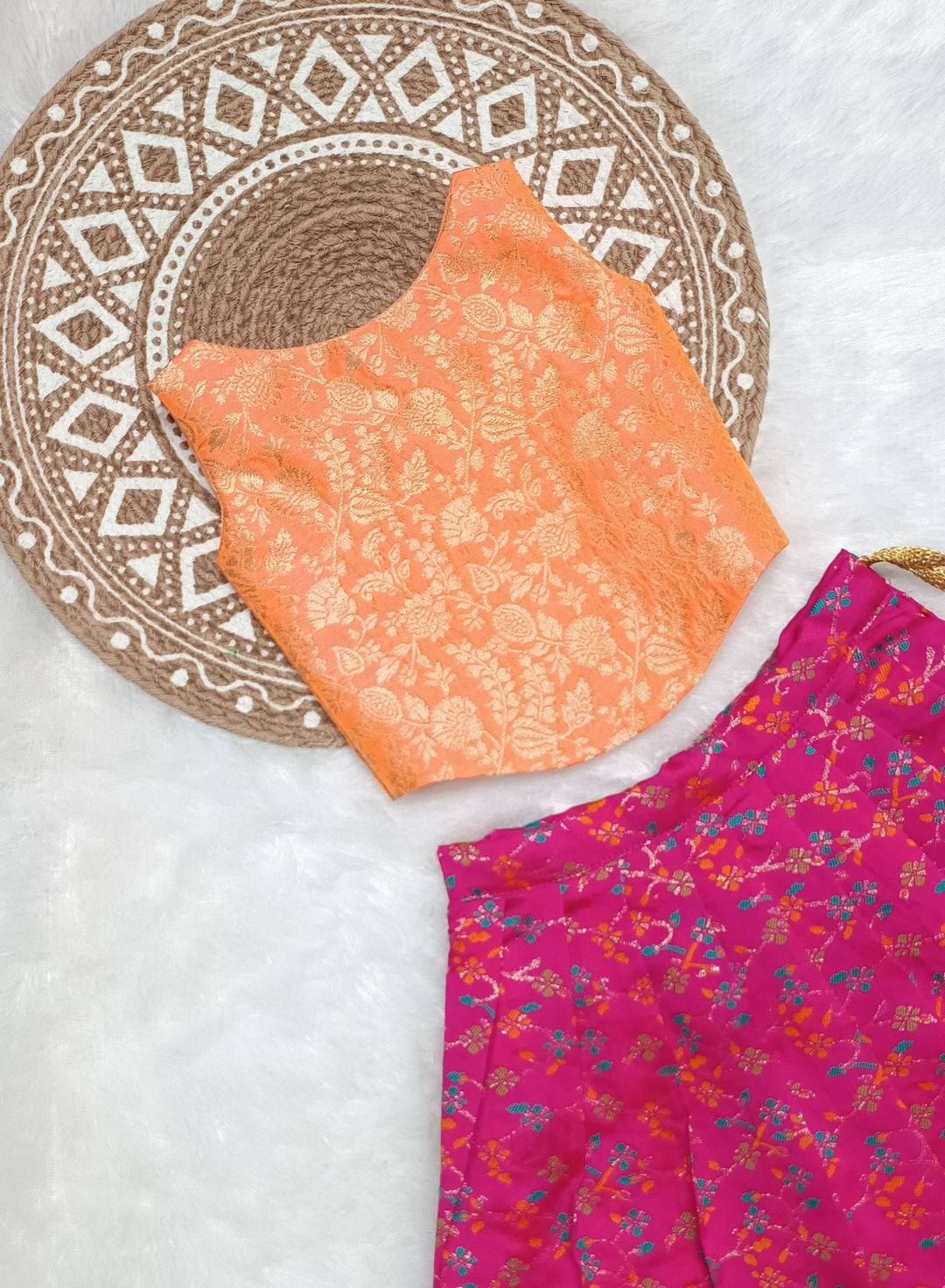 Prathiksha - Orange Pink Designer Minipattu