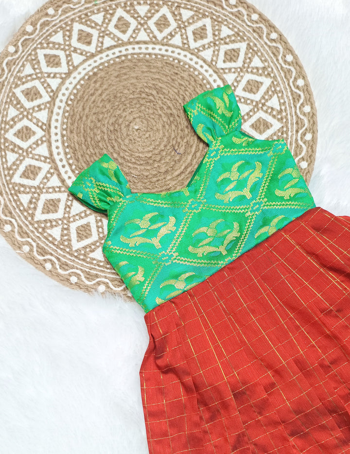 Ajanya - Green Rust Frock-Cum-Romper Minipattu