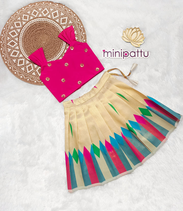 Ziva Designer Pink Ivory Minipattu