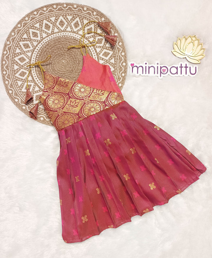 Vinusha - Magenta Pink Frock-Cum-Romper Minipattu