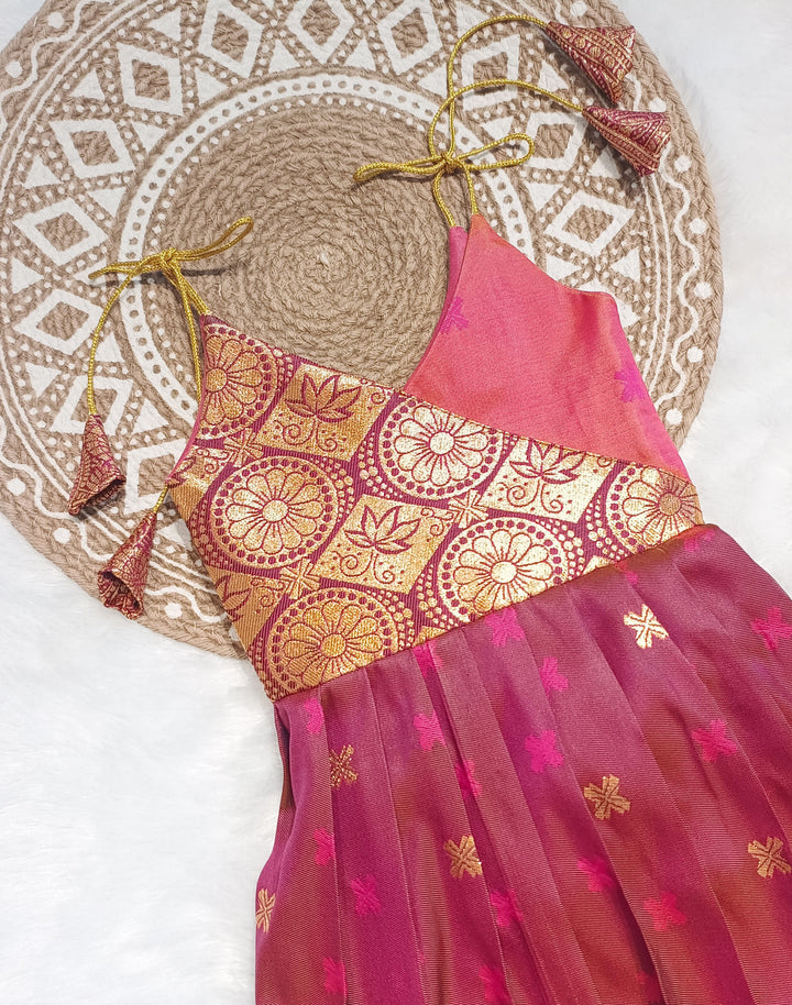 Vinusha - Magenta Pink Frock-Cum-Romper Minipattu